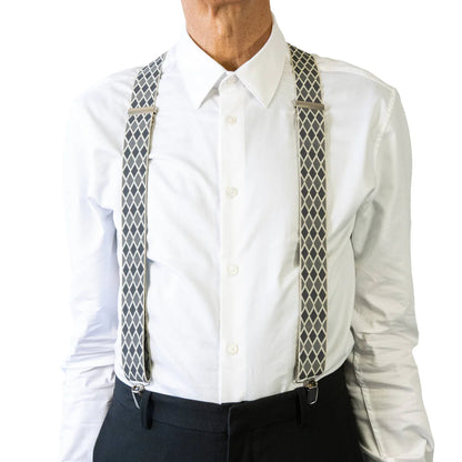 Braces X - Back Harlequin Grey Print 35mm - Buckle
