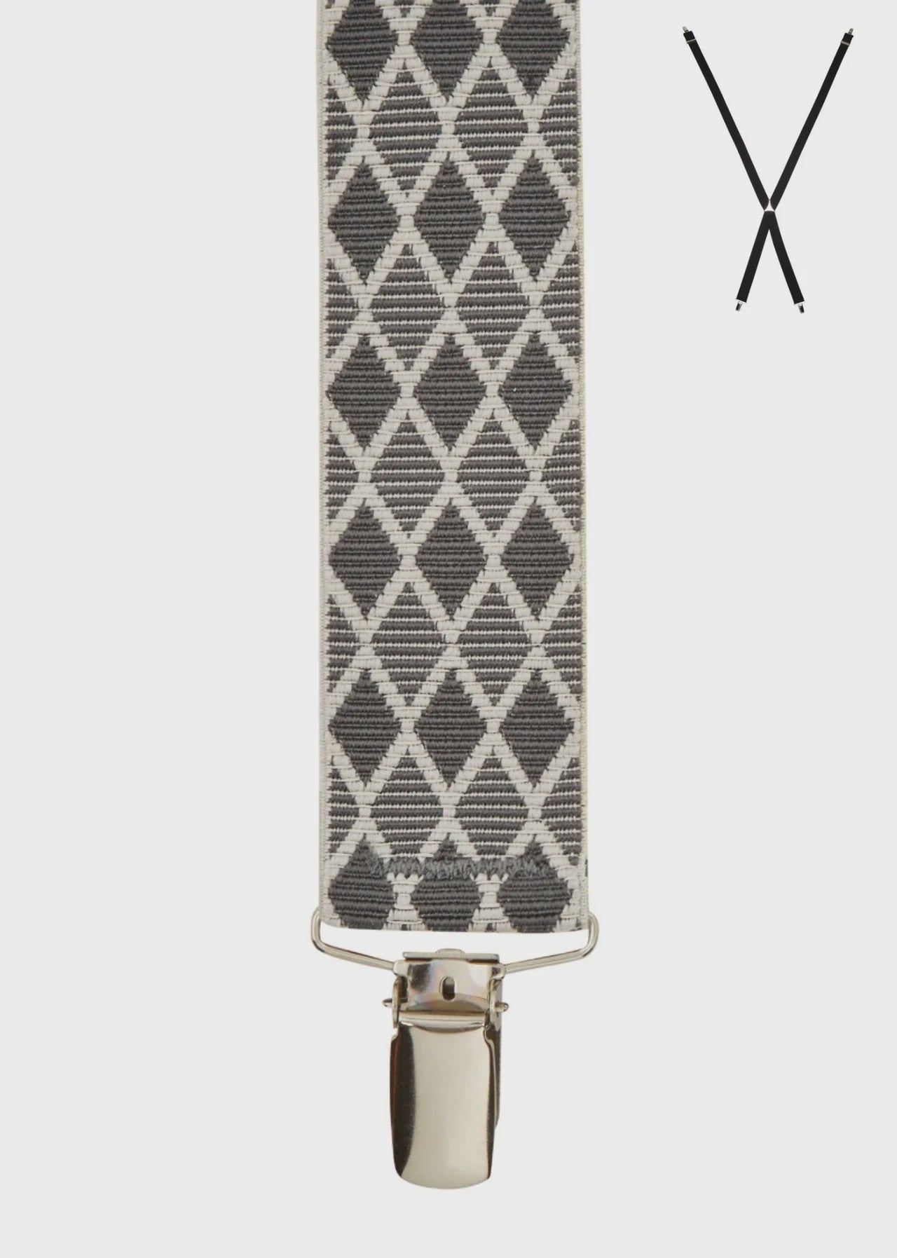 Braces X - Back Harlequin Grey Print 35mm - Buckle