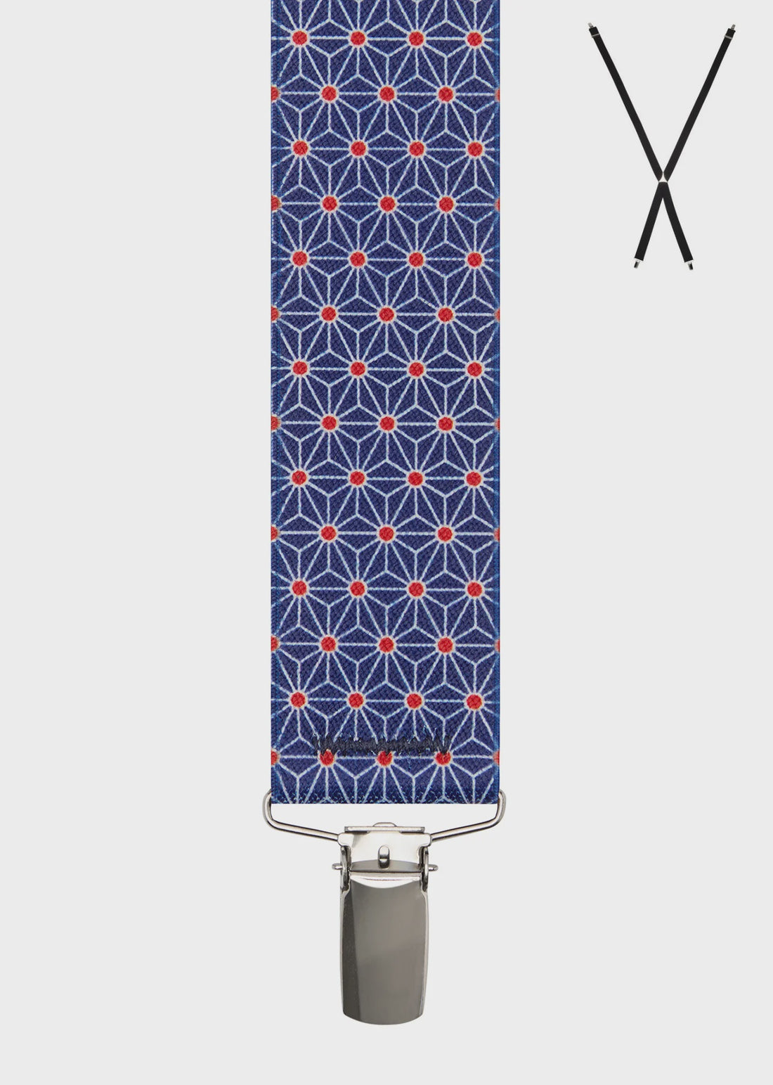 Braces X - Back Triangular Navy Print 35mm - Buckle