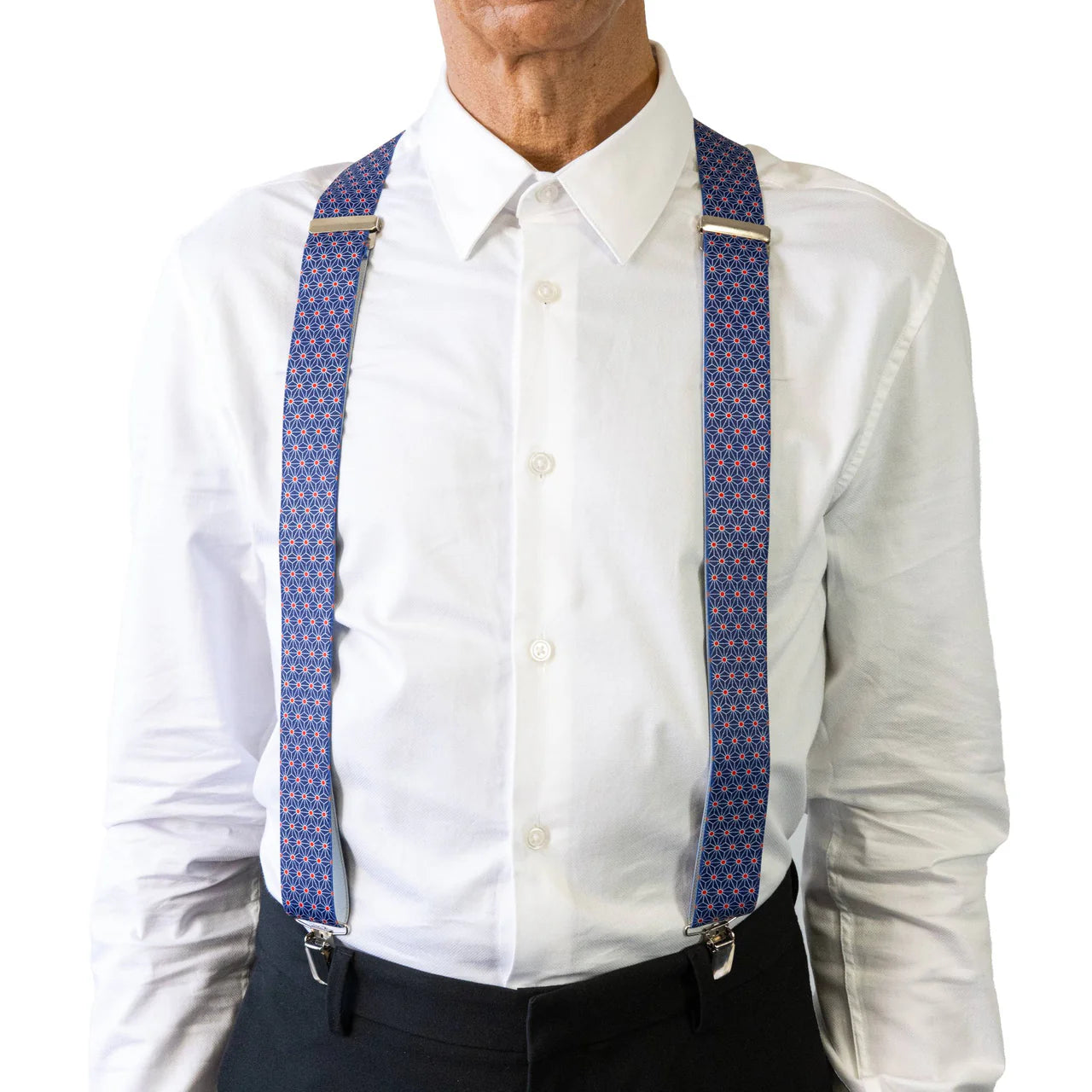 Braces X - Back Triangular Navy Print 35mm - Buckle