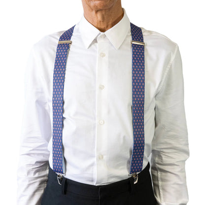 Braces X - Back Triangular Navy Print 35mm - Buckle