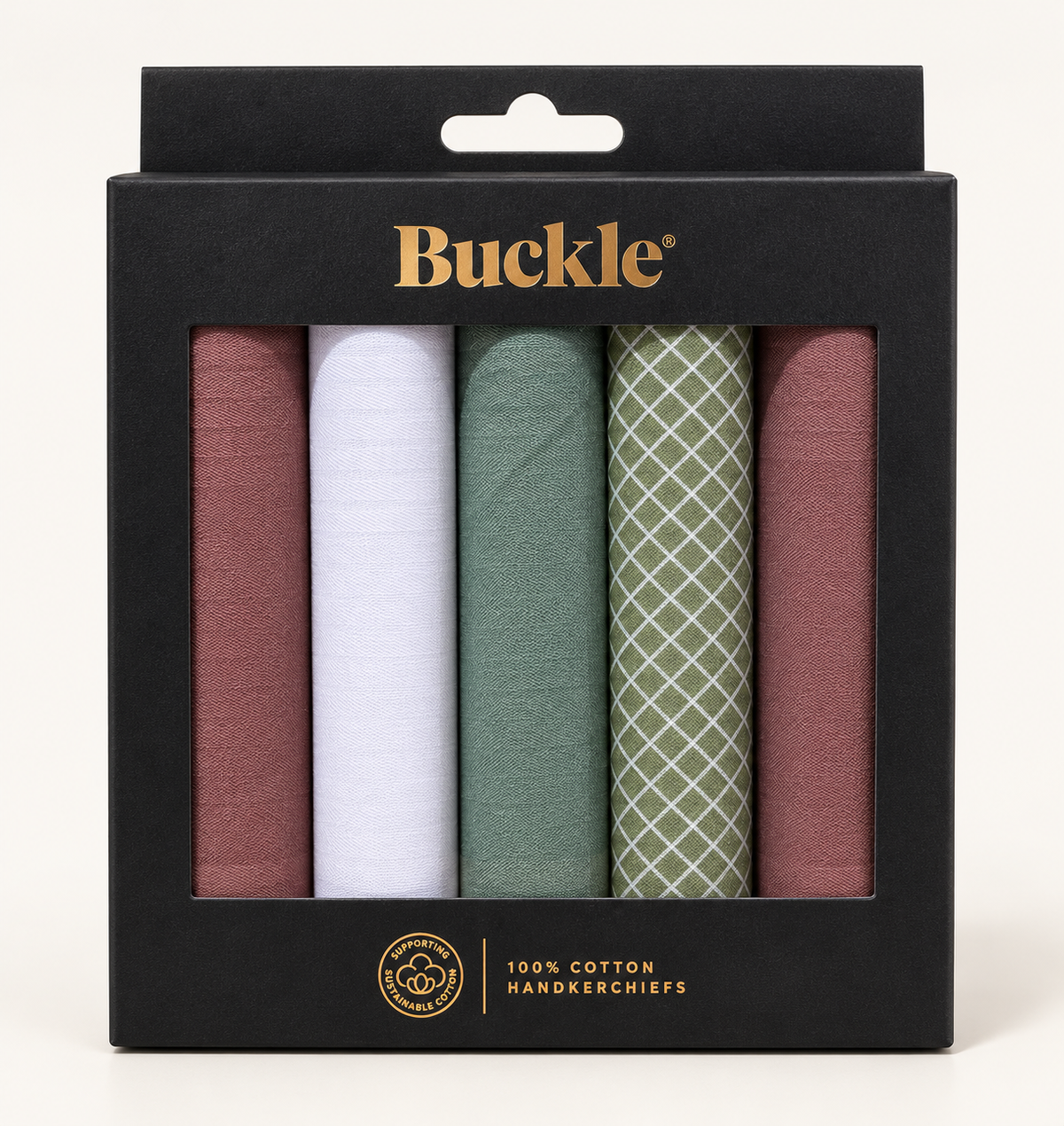 Brown, Green &amp; WhiteAssorted 5 Pack. Handkerchiefs - Buckle