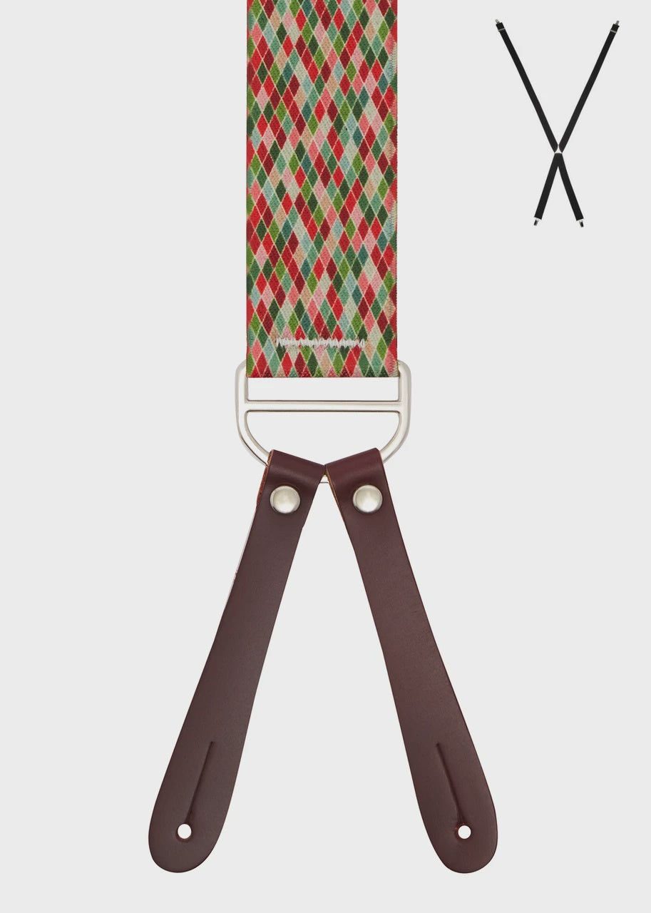 Braces X-Back Festive Diamond Print 35mm - Buckle