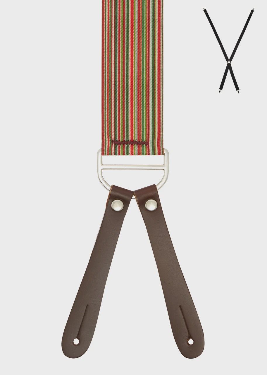 Braces X-Back Festive Stripes Print 35mm - Buckle