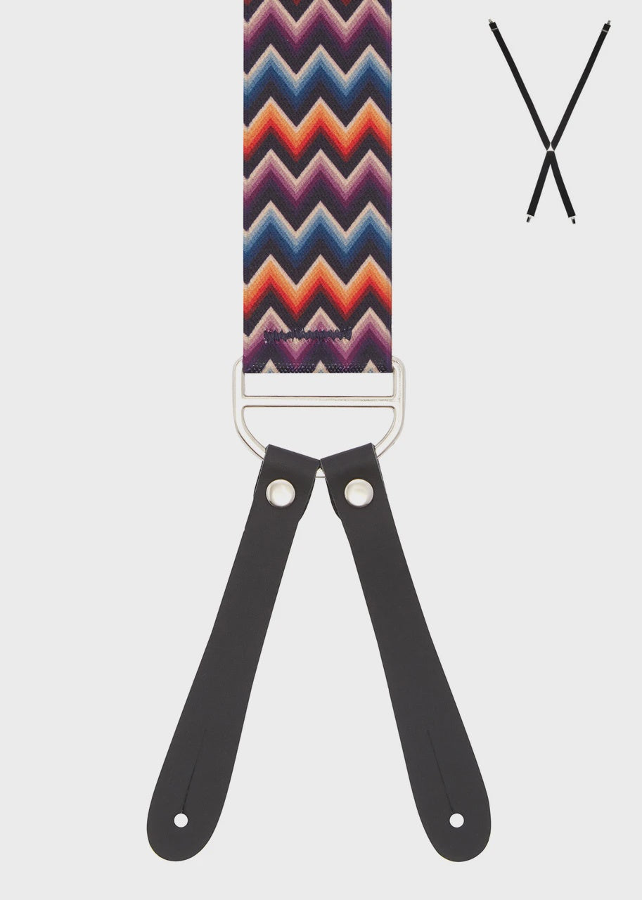 Braces X-Back Zig Zag Print 35mm - Buckle