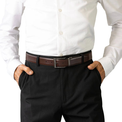 Capital Black/Brown Rev Leather Belt 35mm - Buckle