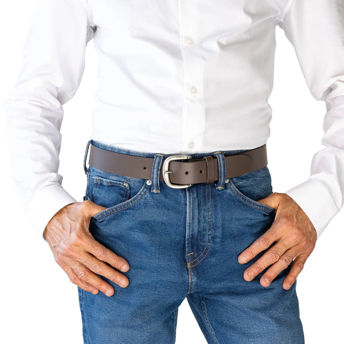 Cassidy Brown Buffalo Leather Belt 38mm - Buckle