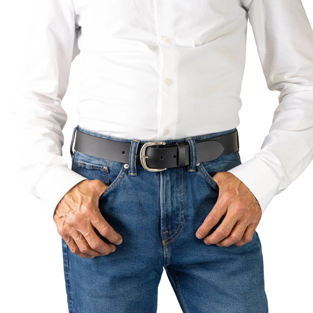 Cassidy Black Buffalo Leather Belt 38mm - Buckle