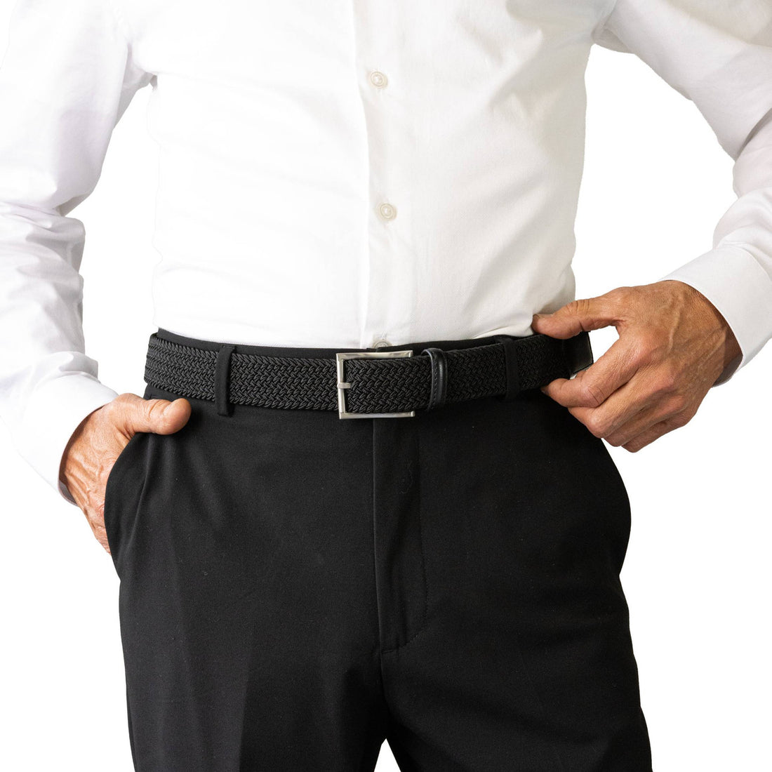 Crew Black Woven Belt 35mm - Buckle