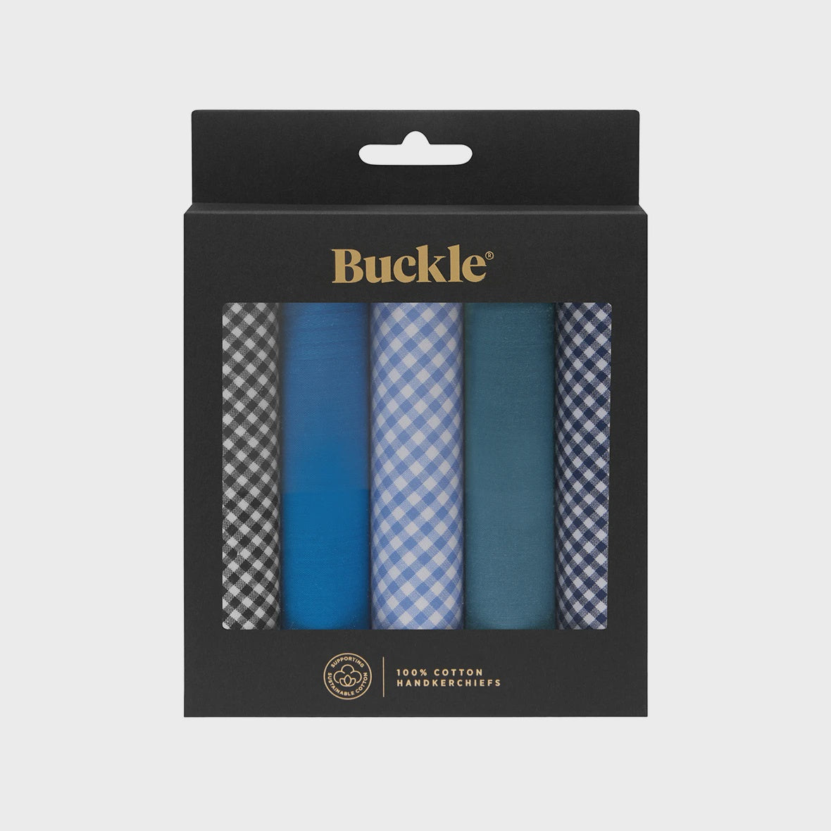 Cotton Hankies 5 Pack Black &amp; Navy - Buckle