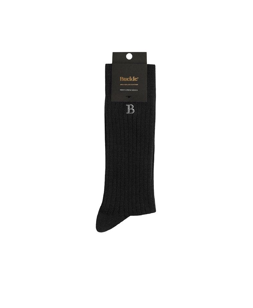 Mens Australian Cotton B Rib Crew Sock - Buckle