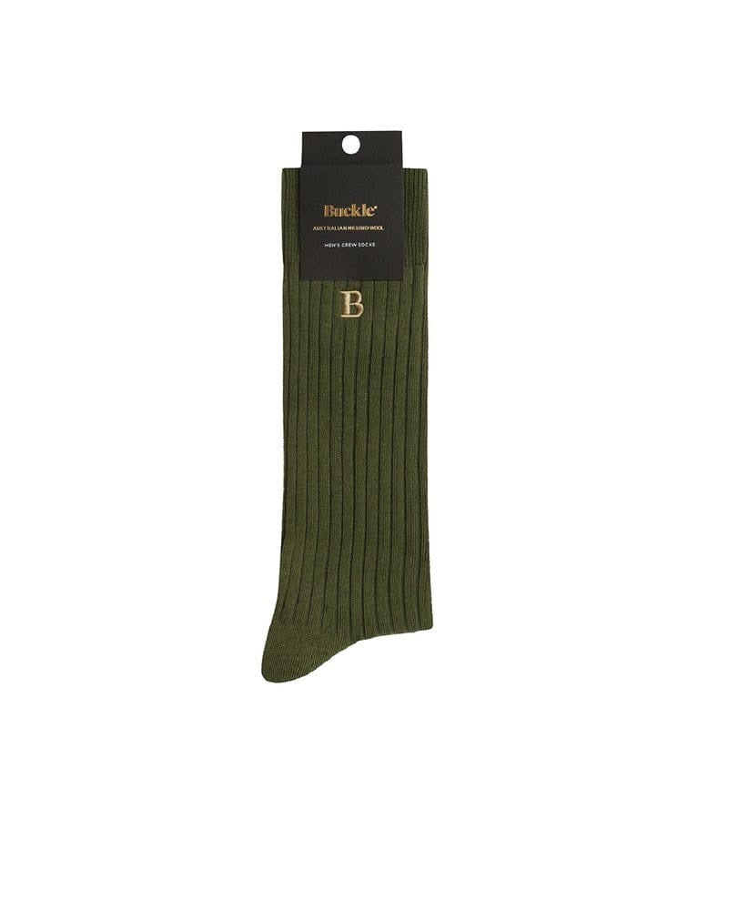 Mens Australian Cotton B Rib Crew Sock - Buckle