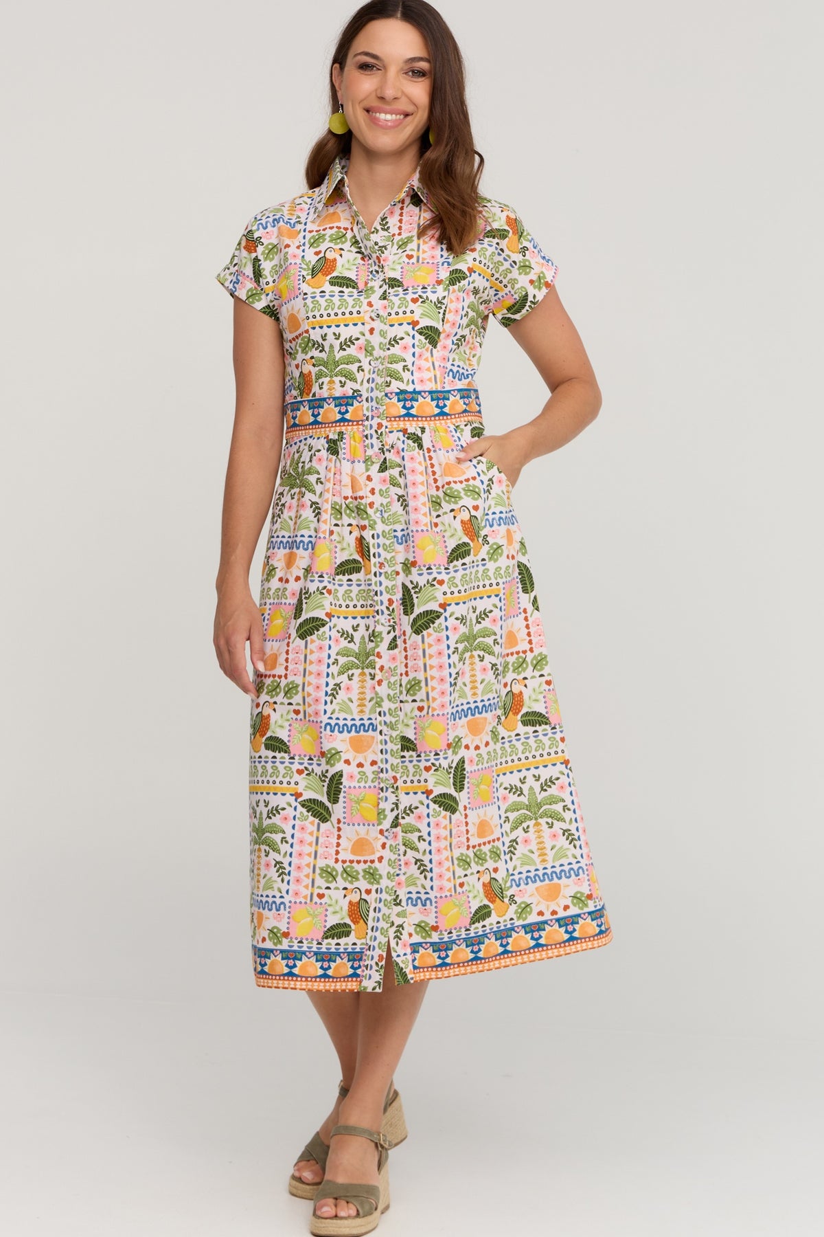 Cali Shirtdress Tropical Patchwork -  Ella &amp; Sunday