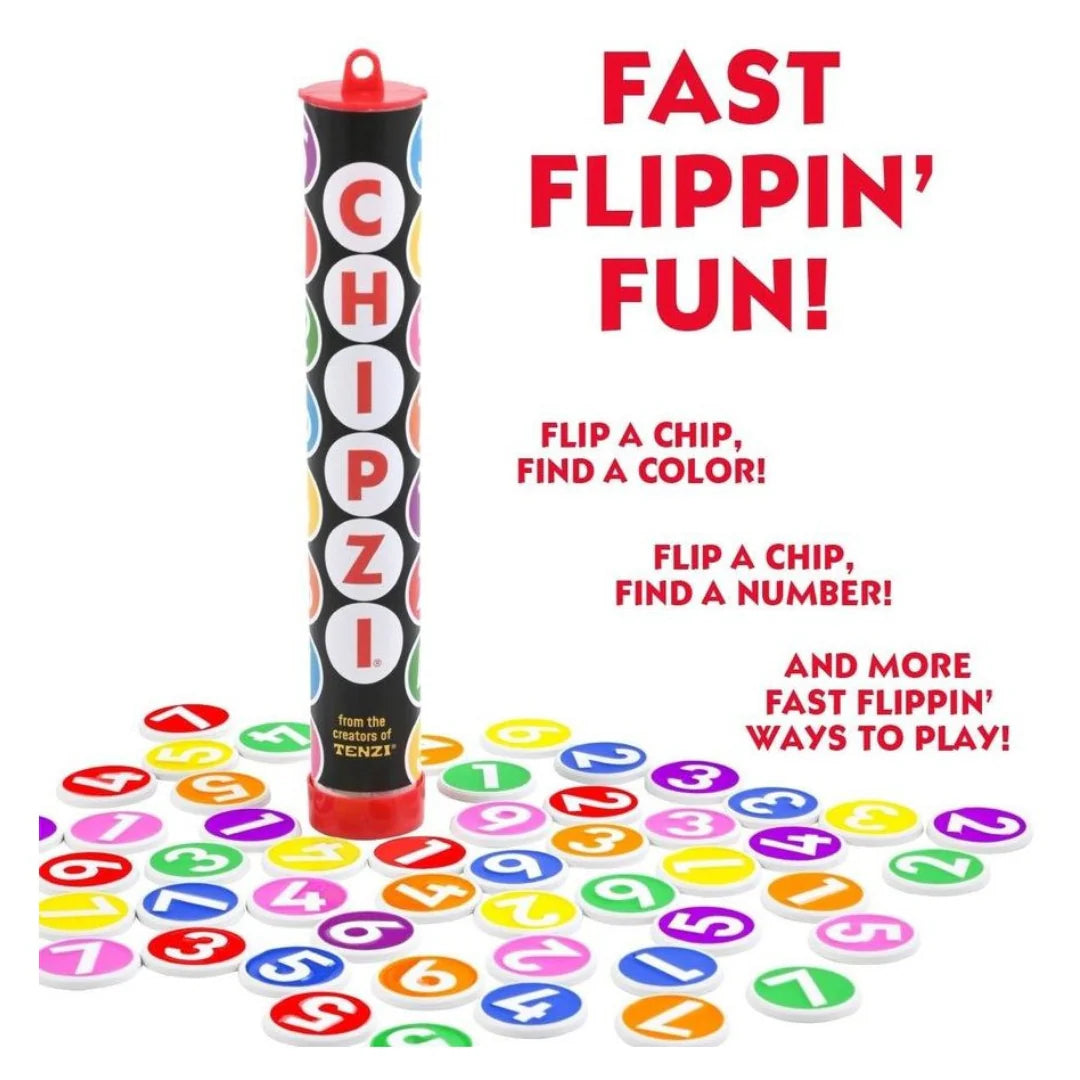 Colorful game set with chips and text &