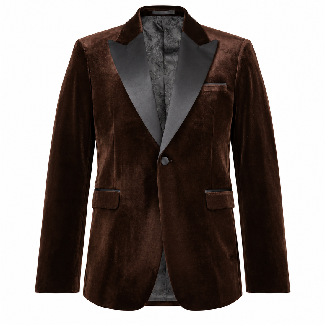 Duke Velvet Peak Lapel Jacket - Chocolate - Varce Italia