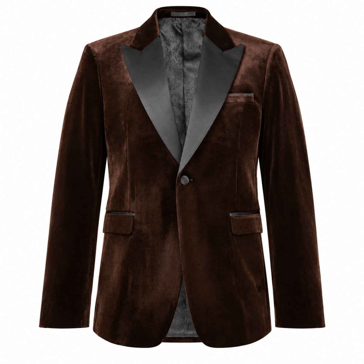 Duke Velvet Peak Lapel Jacket - Chocolate - Varce Italia