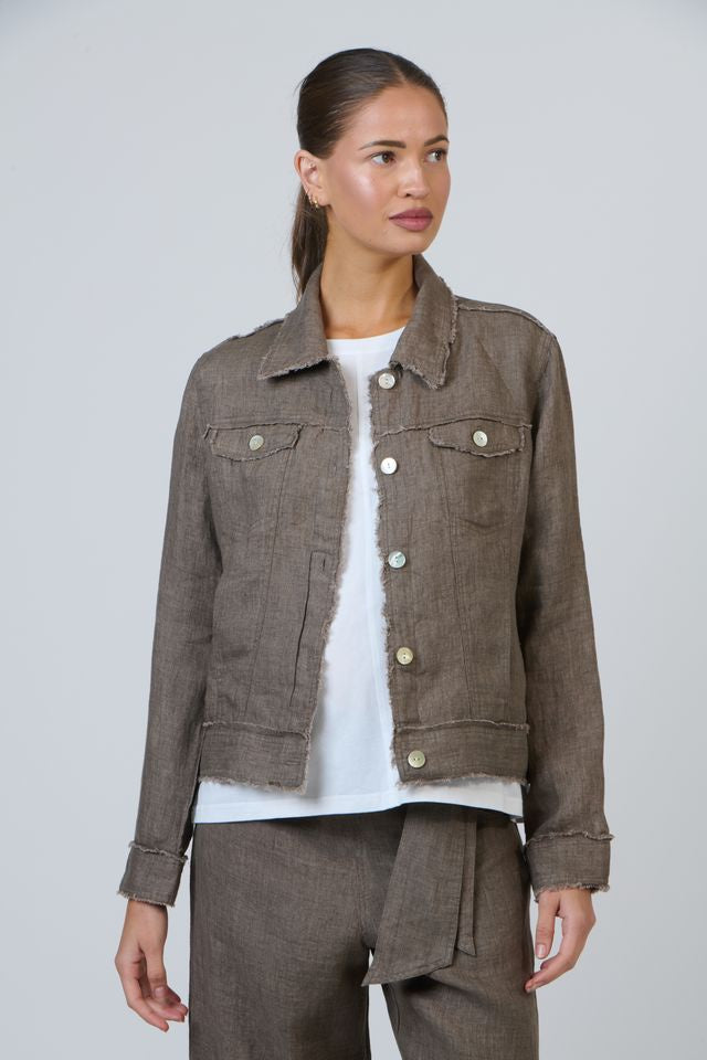 Linen Jacket Cigar Naturals by O &amp; J