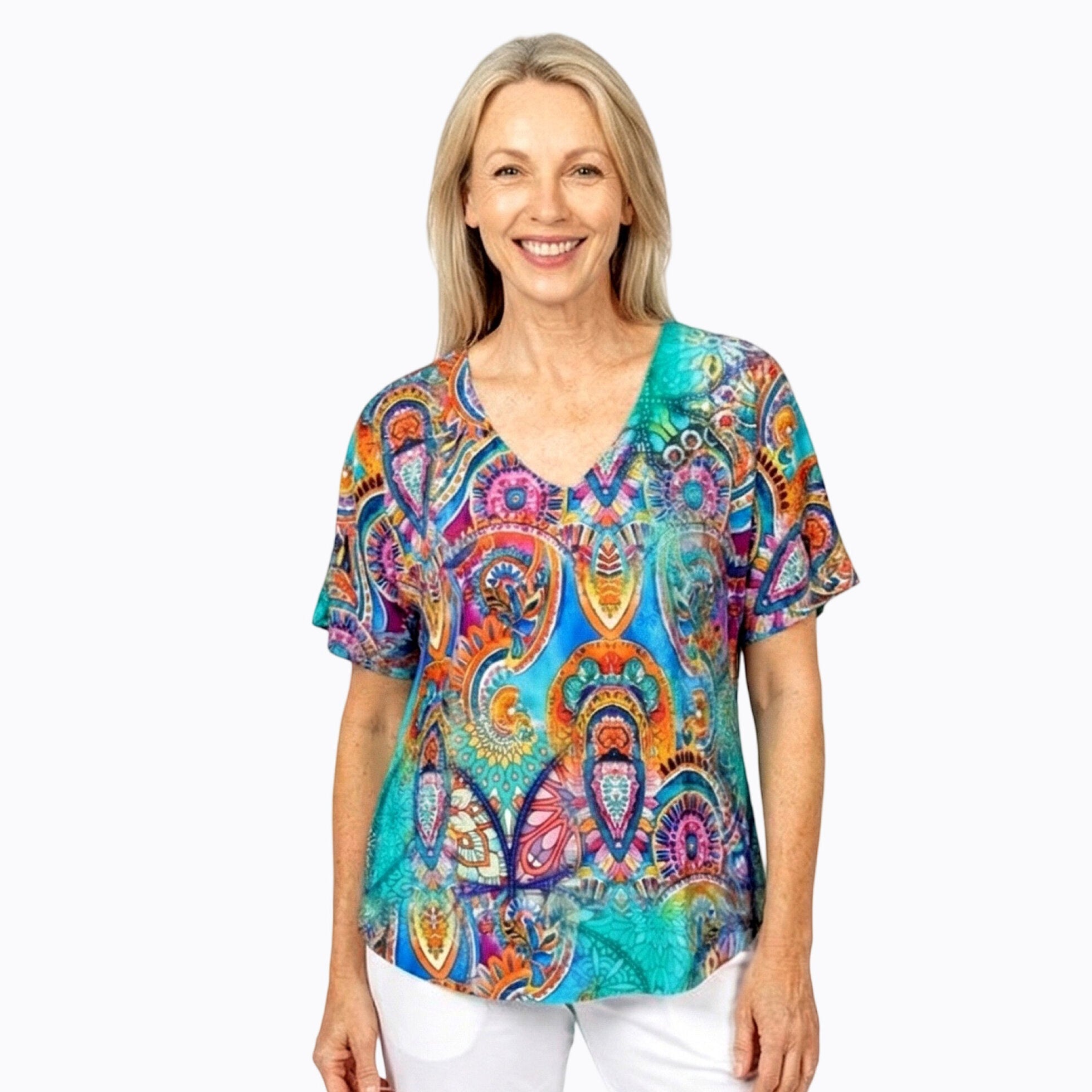 V-Neck Tee Mosaic - Claire Powell