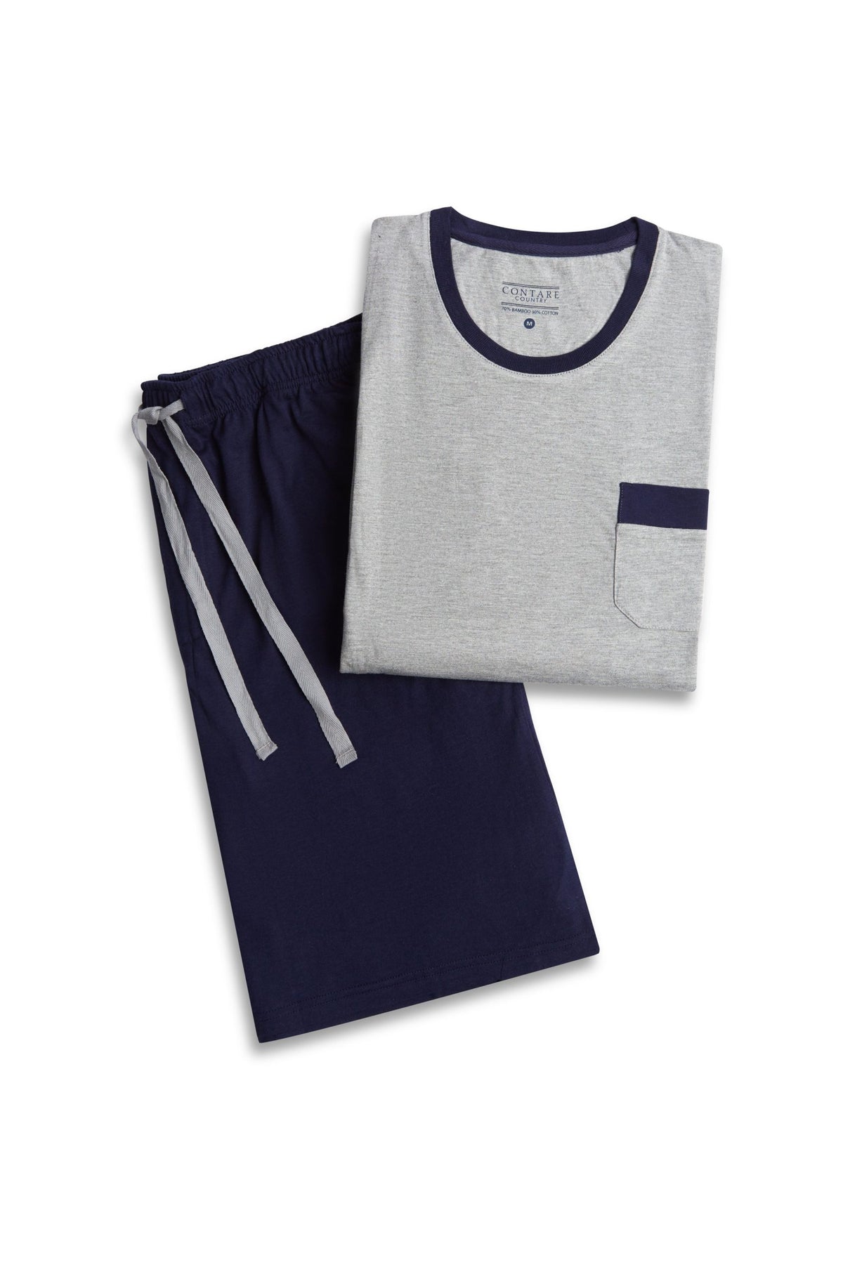 Bamboo Cotton SS Set Grey/Navy - Contare