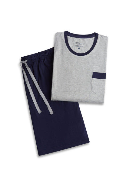 Bamboo Cotton SS Set Grey/Navy - Contare