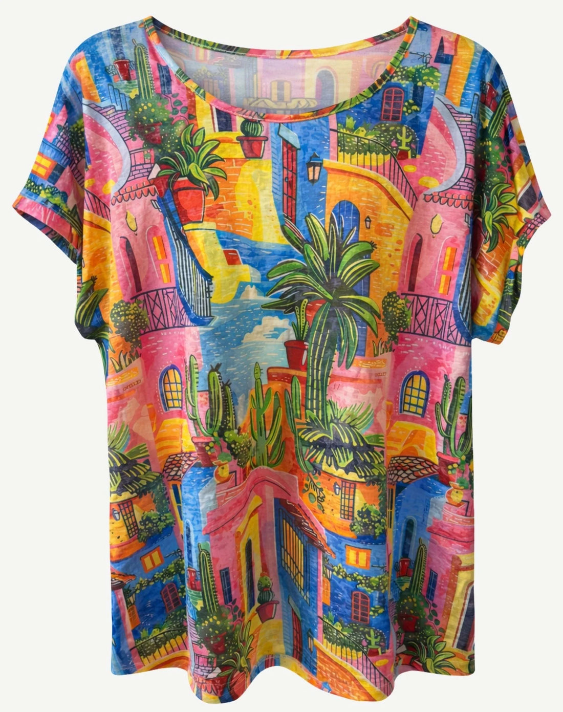 Balcony Heights Summer Burnout Floral Top - Corfu