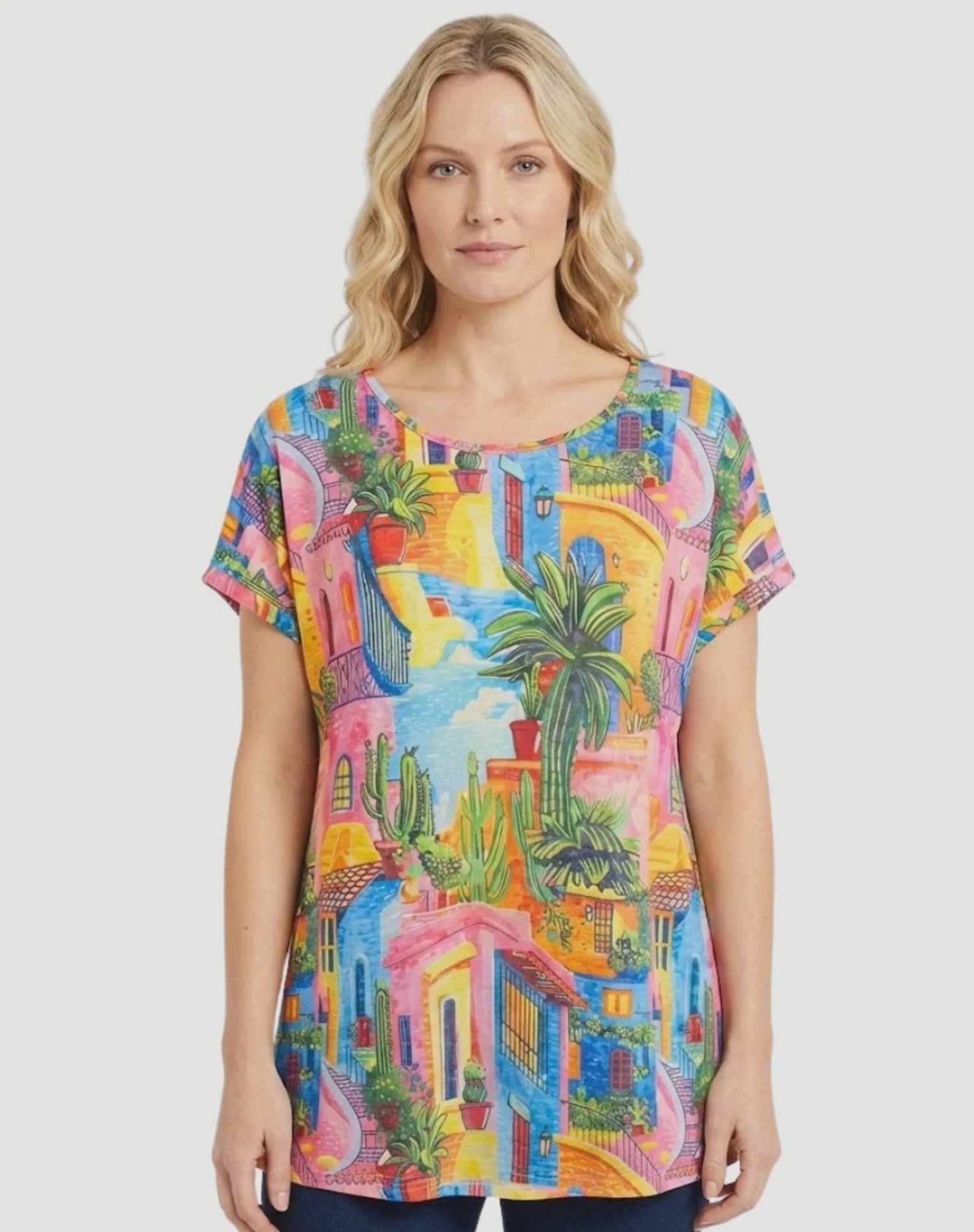 Balcony Heights Summer Burnout Floral Top - Corfu