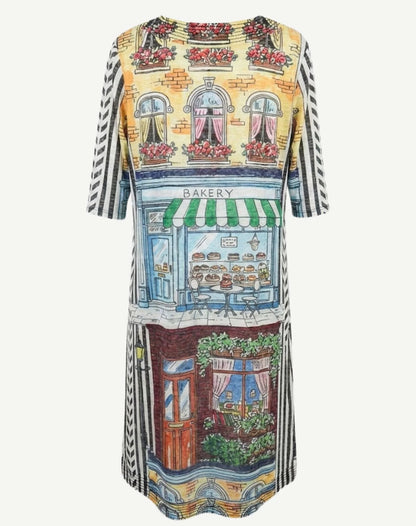 Cafe Et Croissant Printed Jersey Dress - Corfu