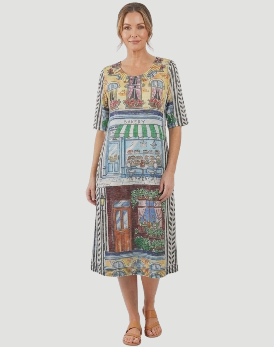 Cafe Et Croissant Printed Jersey Dress - Corfu
