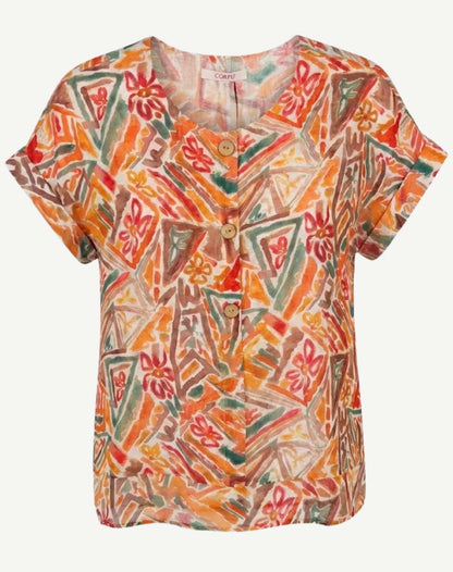 Coastal Muse Soft Print Top - Corfu