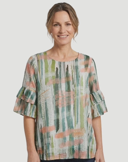 Crystal Drift Soft Print Blouse - Corfu