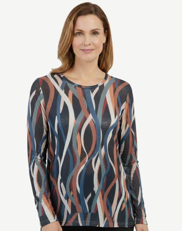 Bamboo Textured Knit Top Alpine Ribbons Corfu