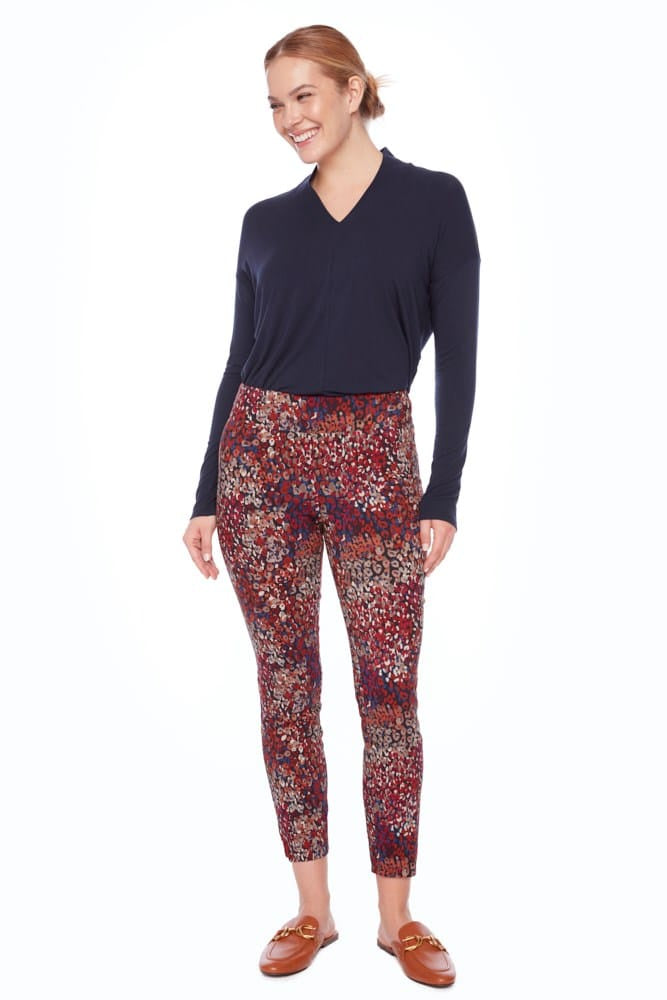 Cranberry Petal-Slit Techno Ankle Pant