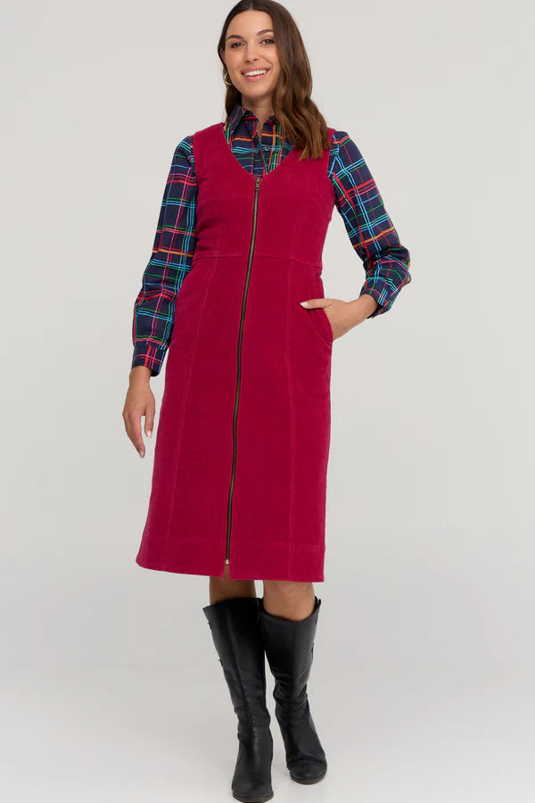 Ashton Pinafore Garnet Red - Ella &amp; Sunday