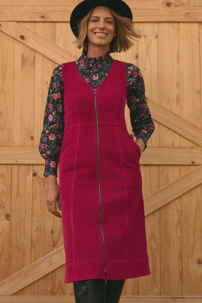 Ashton Pinafore Garnet Red - Ella &amp; Sunday