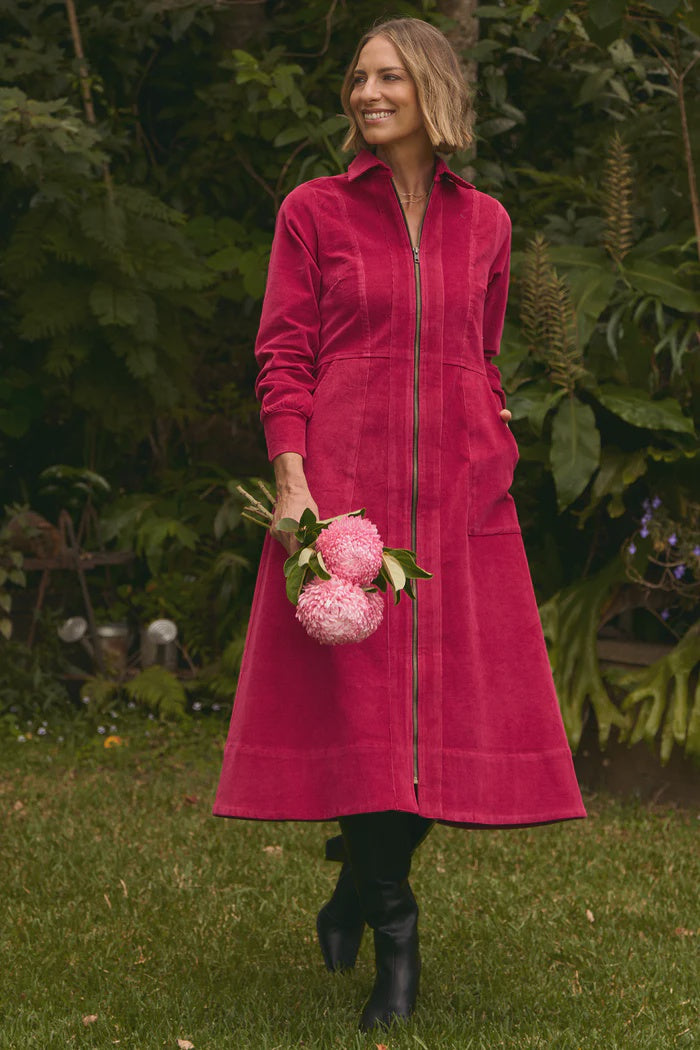Lumi Cord Dress Garnet Red - Ella &amp; Sunday