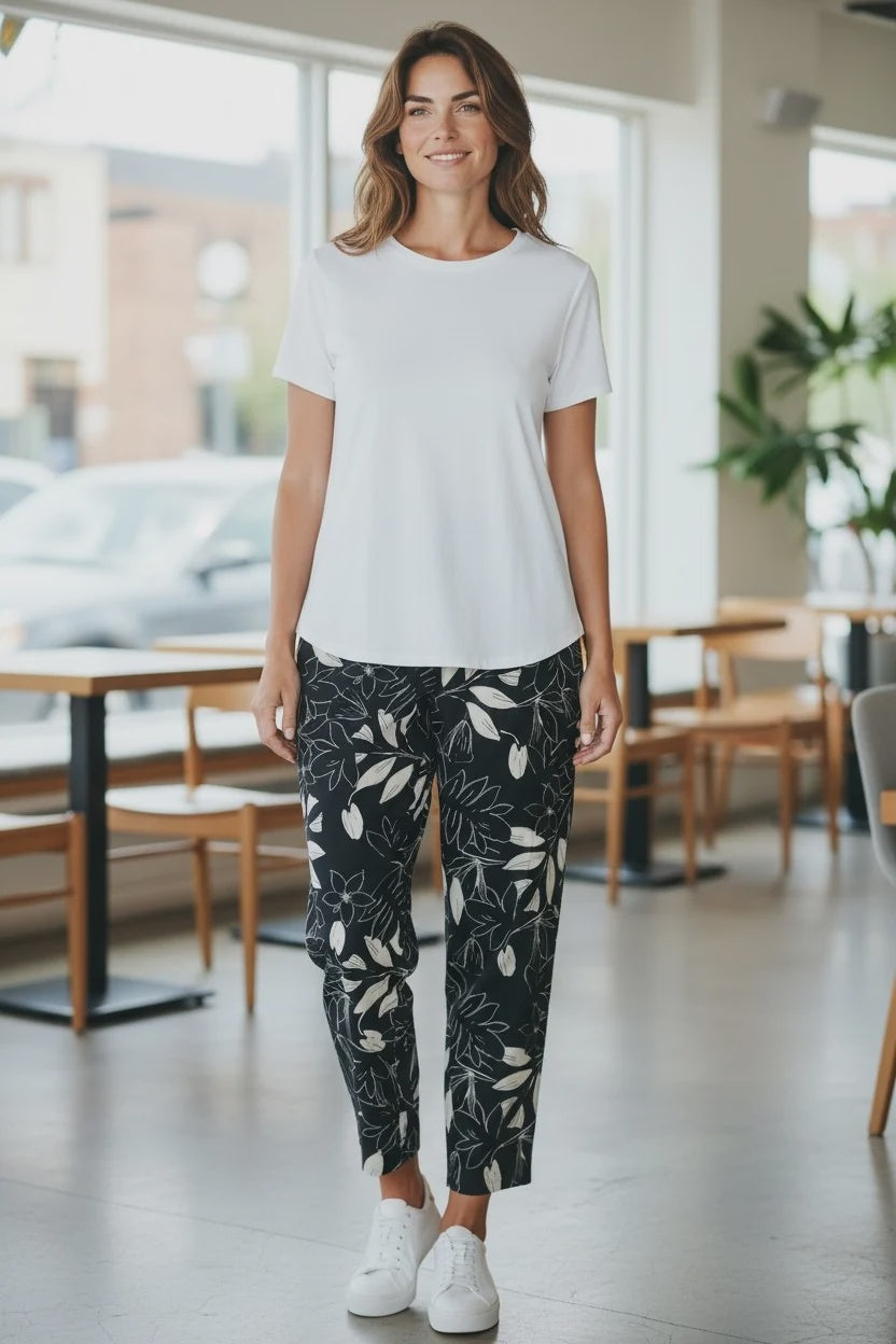 Short Sleeve Curved Hem Top White - Equinox