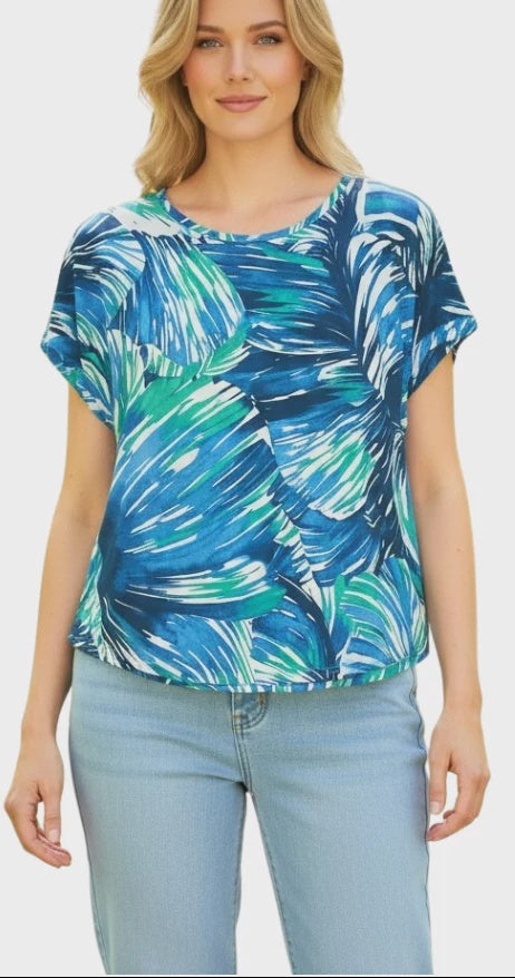 Short Sleeve Printed Top Blue - Equinox
