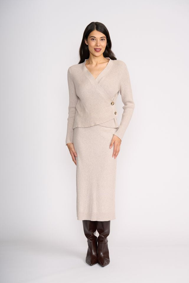 Set Play Wrap Cardi Latte Foil