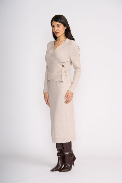 Set Play Wrap Cardi Latte Foil