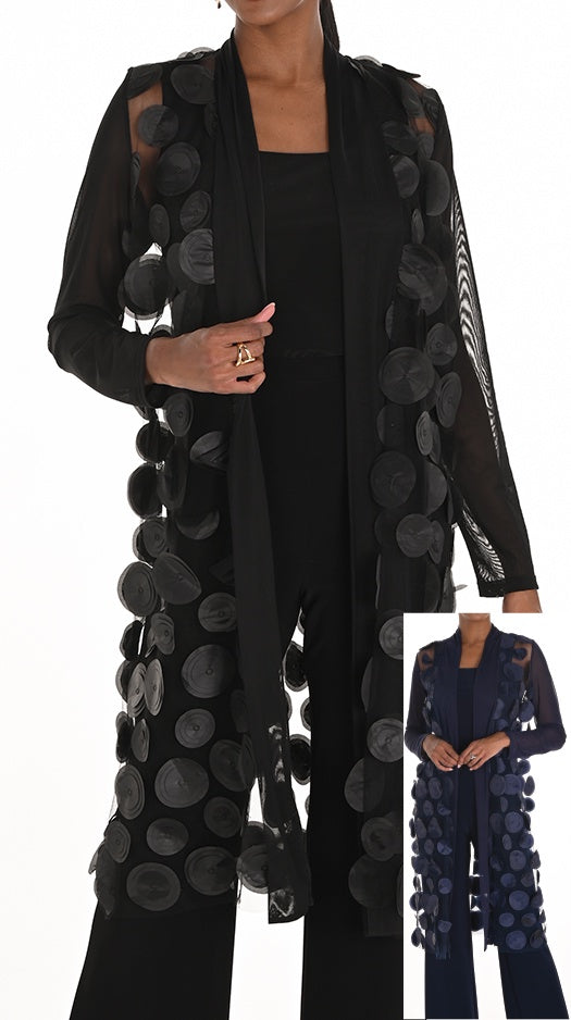 Knit Long Jacket Black 259709