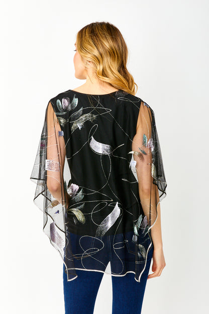 Frank Lyman 249132 Sheer Metallic V-Neck Top