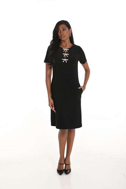259037 Black Knee-length Shift Dress Style