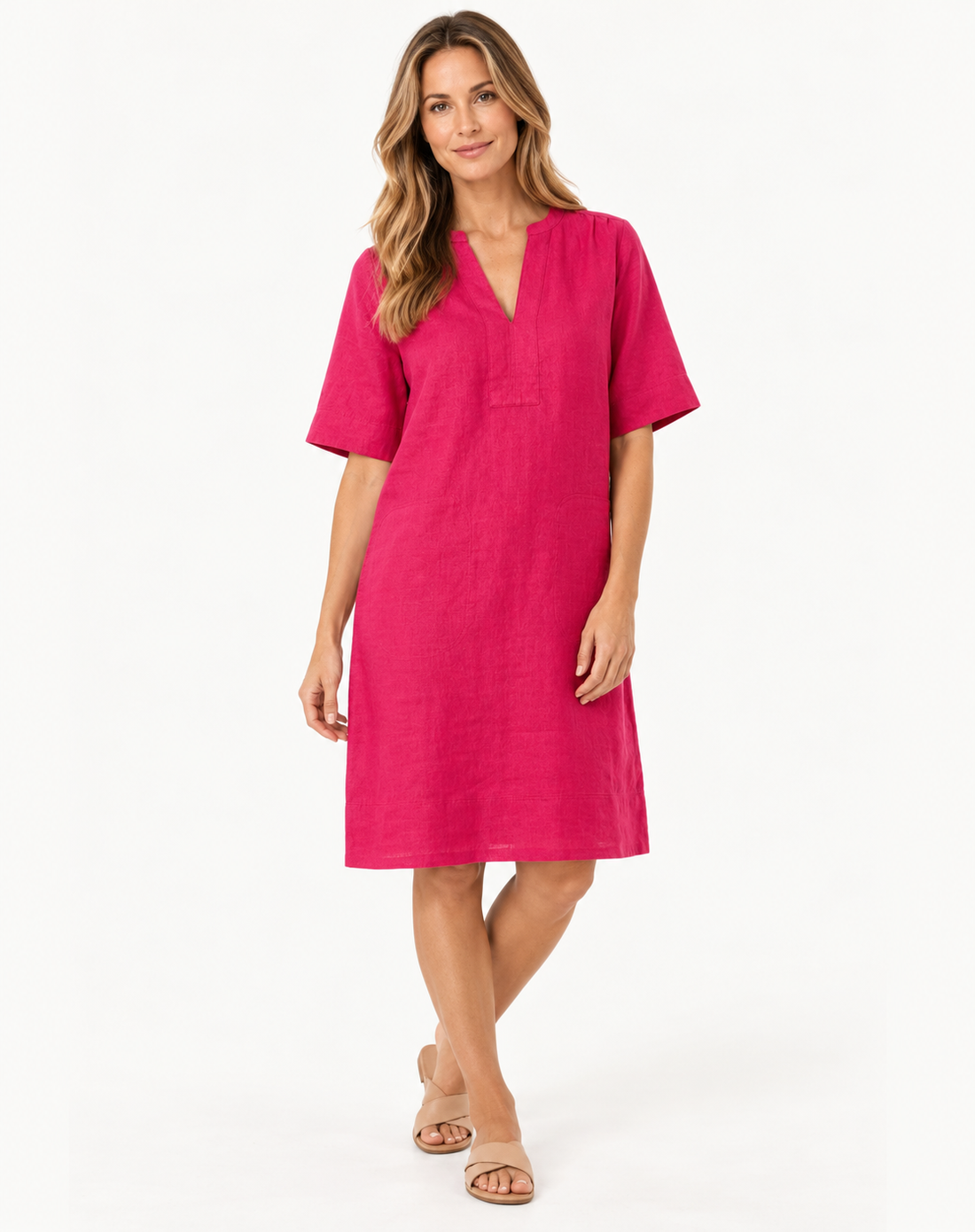 Berry Linen Breeze Dress - Corfu