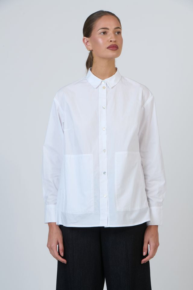 White Relaxed Linen Shirt Naturals by O &amp; J