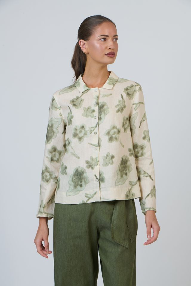 Linen GA647 Patina Petals Shirt Naturals by O &amp; J