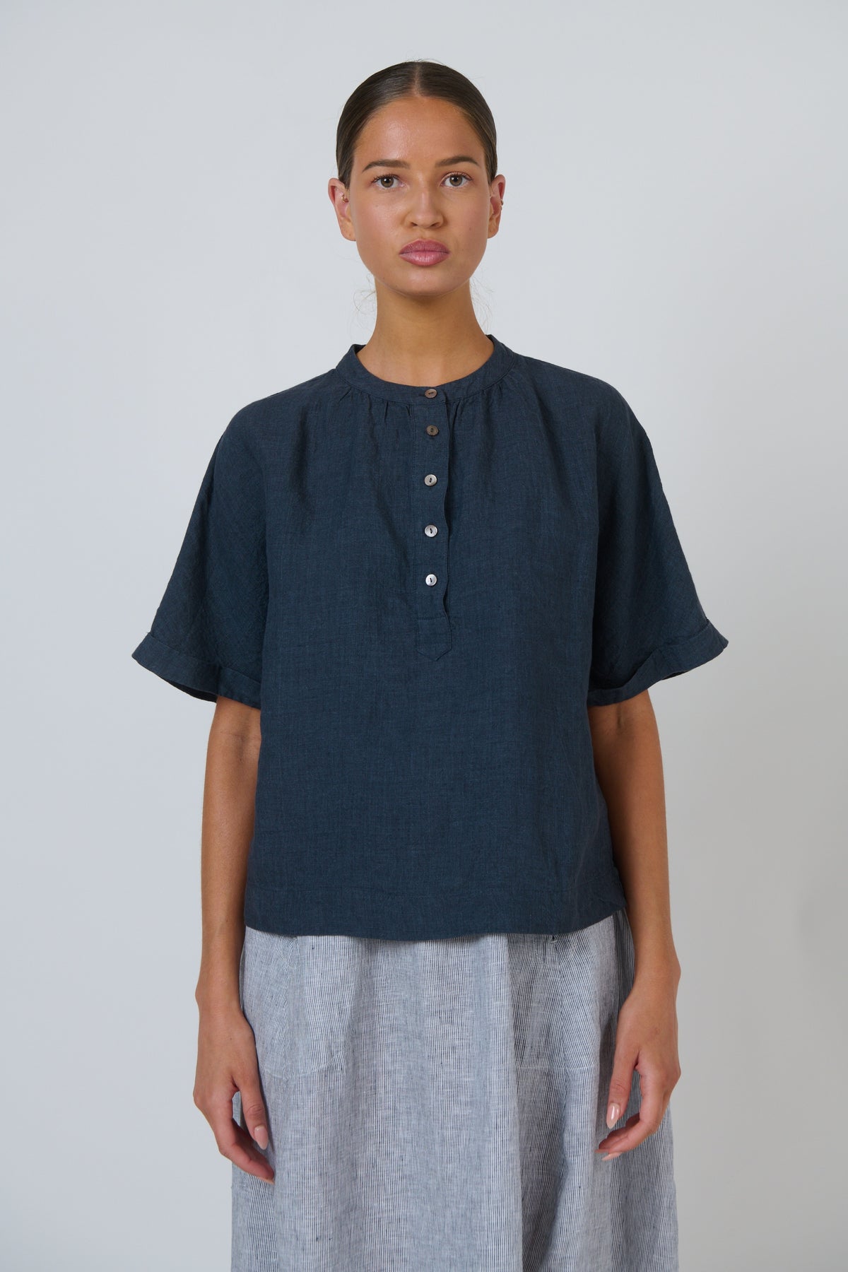 Button Detail Linen Top – Naturals by O&amp;J