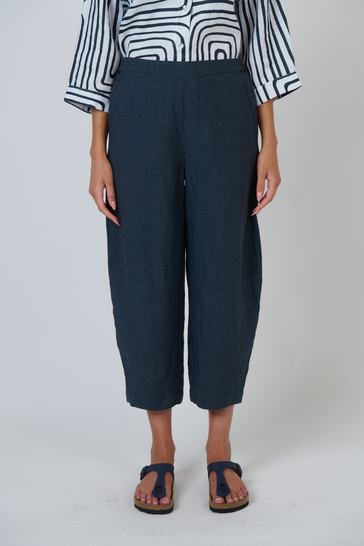 Linen Cropped Pants - Gunsmoke Naturals by O&amp;J