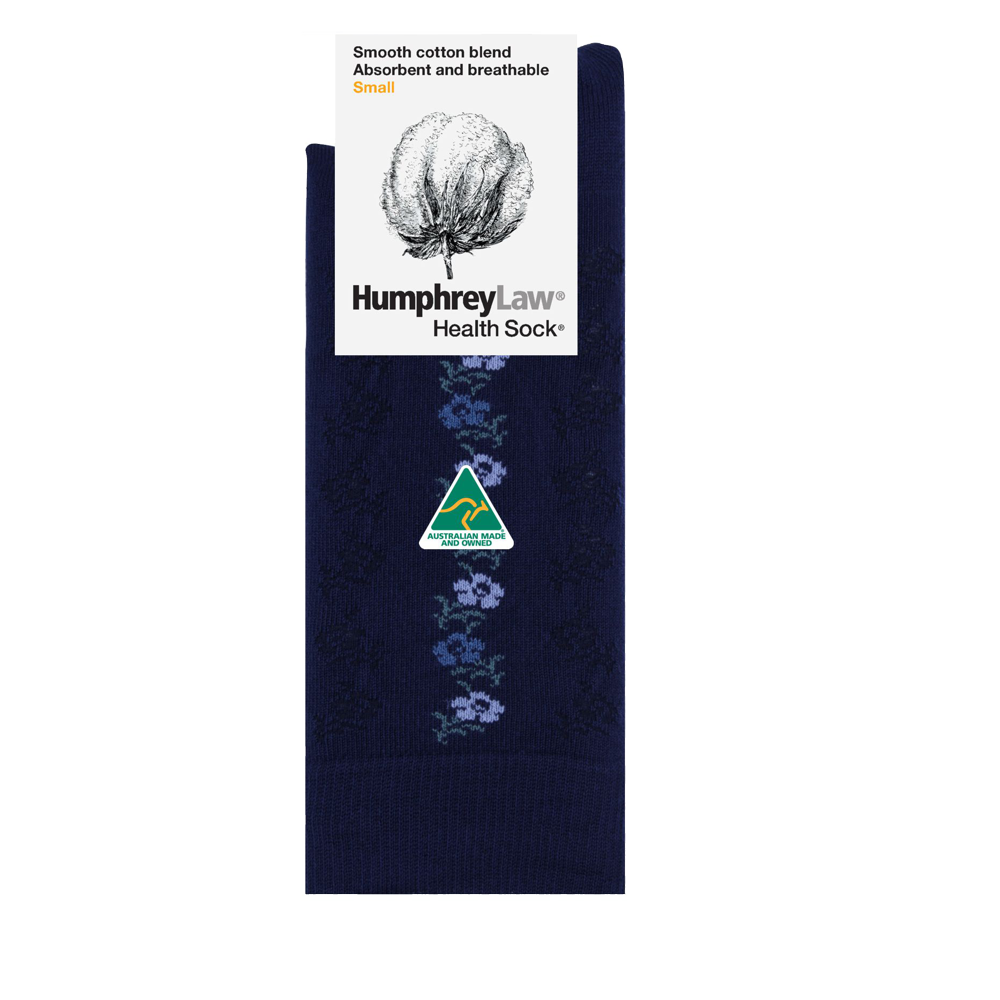 85% Mercerised Cotton Patterned Health Sock Pansy - Humphrey Law