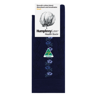 85% Mercerised Cotton Patterned Health Sock Pansy - Humphrey Law