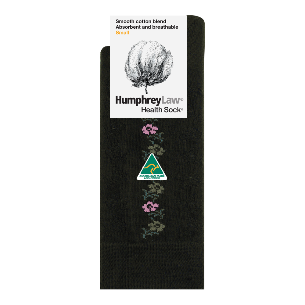 85% Mercerised Cotton Patterned Health Sock Pansy - Humphrey Law
